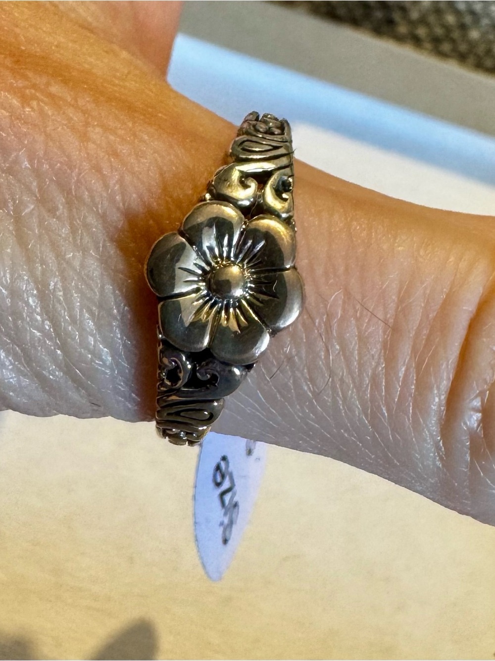 Sterling Silver Floral Band Ring - Silver Flower Design
